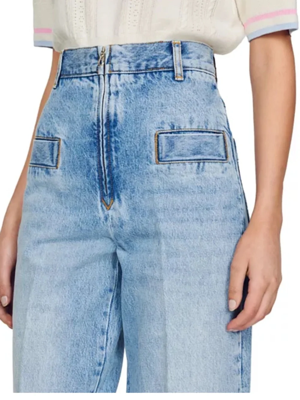 SANDRO High-Waist Wide-Leg Light Blue Jeans - Picture 14 of 17